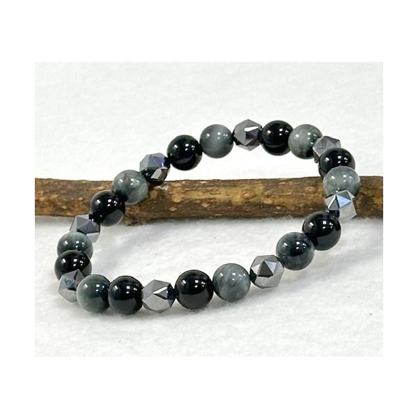 天然石ビーズブレスレット 黒とグレー 楽天市場】黒翡翠 ブレスレット 8mm 17cm〜17.5cm M〜L サイズ 誕生石