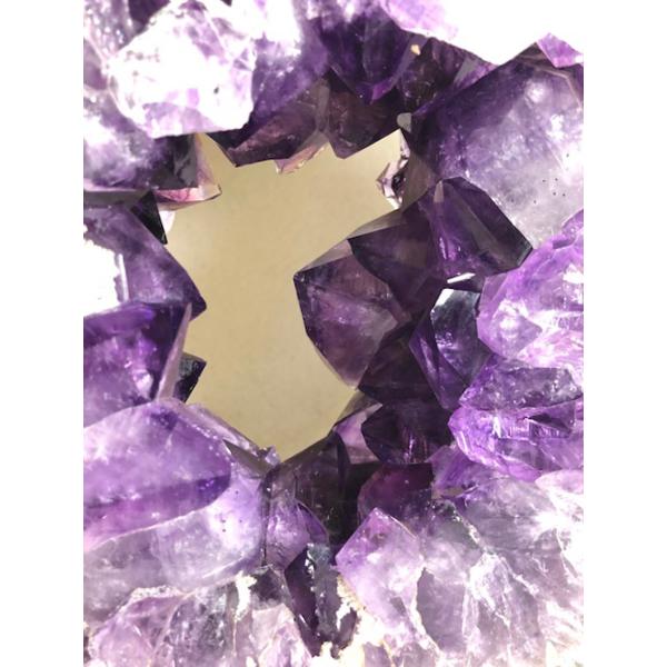 アメジスト 原石 輪切り ドーナツ 台付き ブラジル産 紫水晶