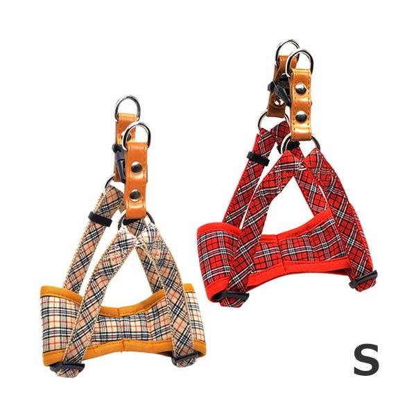 リードッグ Bチェック簡単ソフトハーネス レッド/ブラウン S 犬用