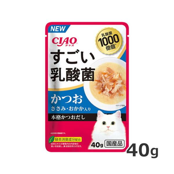 いなばCIAO すごい乳酸菌ちゅ～る　60本入×8箱　猫 おやつ いなば CIAO すごい乳酸菌 かつお ささみ・おかか入り 40g 猫用 パウチ