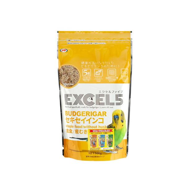 他サイト： ナチュラルペットフーズ エクセル5 セキセイインコ 皮むき ５歳から 高齢鳥 エサ 500ｇの商品画像