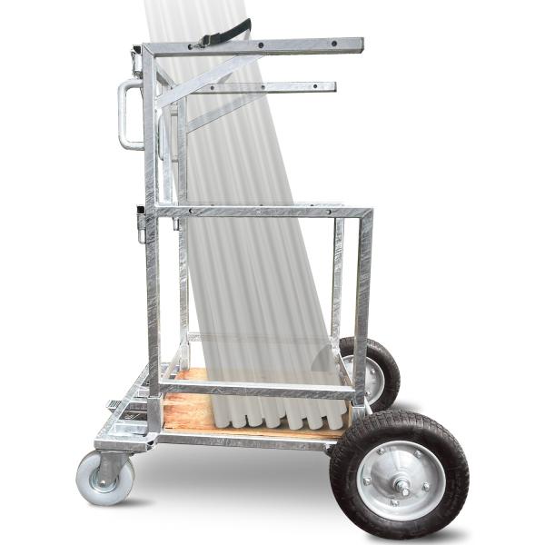 ・この台車があれば約5往復分200kgの資材が一気に運べる！手運は大変・・・・手運びより効率的で時間、体力的に30%軽減！職人さんの労務軽減に！・横置きとは違い、取りやすい高さで積み下ろしも楽々！幅を取らないからどこでもスイスイ！低床だから...