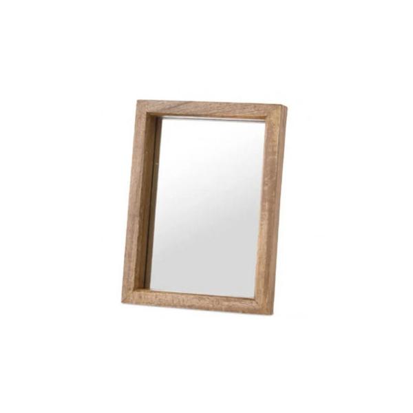 マンゴーウッドの縁取りがアクセントの壁掛けミラー。重厚な雰囲気がヴィンテージ感を醸し出します。縦でも横でも使用できて、使い勝手が良いです。