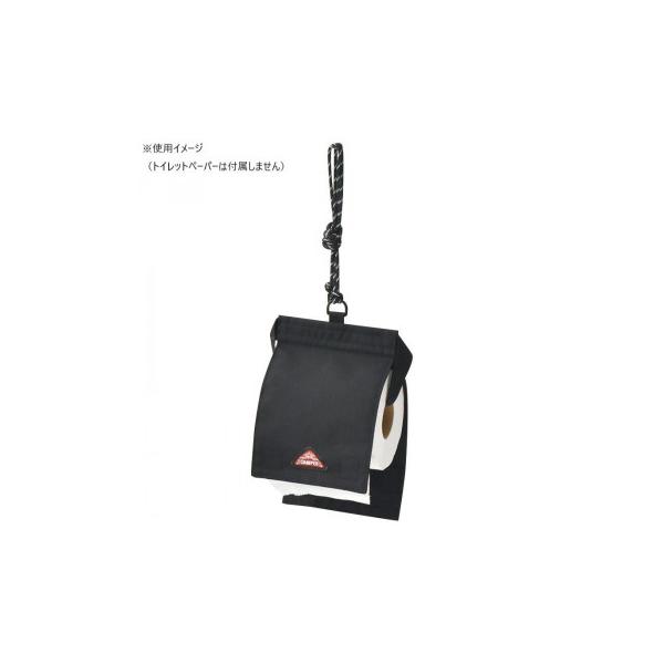 パラコード付きペーパーホルダーです。アウトドア中のトイレットペーパーの持ち運びに便利です。トイレットペーパーにベルトを通して面テープで留めるだけで簡単にセットできます。