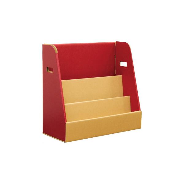 ダンボールでできた3段の絵本ラックです。新聞や雑誌も入れられます。卓上サイズなのでリビングの棚の上に置いておけるコンパクトサイズです。