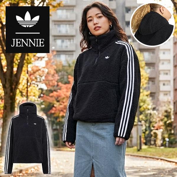 JENNIE ジェニー コラボ 2026秋冬新作 アディダス レディース フリース パーカー adidas HOODED FLE JKT プルオーバー トレーナー ORIGINALS オリジナルス CC807