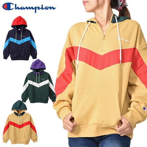 hooded half zip champion