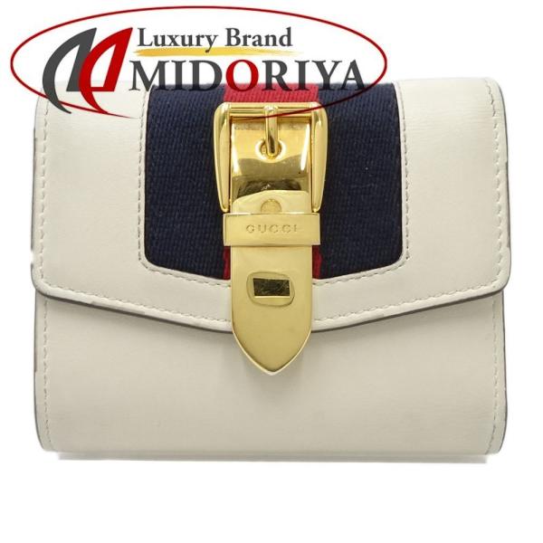 GUCCI グッチ コンパクト財布 三つ折り シルヴィ レザー アイボリー  