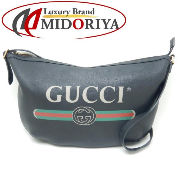GUCCI ショルダーバッグ　Gロゴ　ハーフムーン　ナイロン×レザー　ブラック GUCCI（グッチ） GUCCI 523588 ショルダーバッグ 斜め掛け ハーフ
