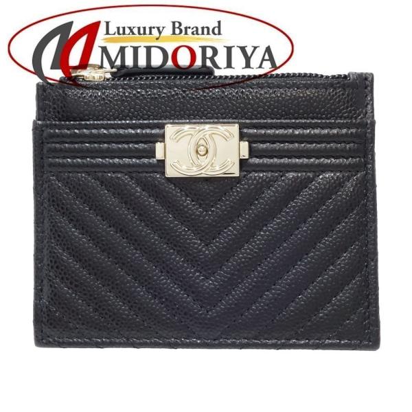 USED CHANEL ボーイシャネル キャビアスキン  カードケース CHANEL シャネル カードケース ボーイシャネル Vステッチ