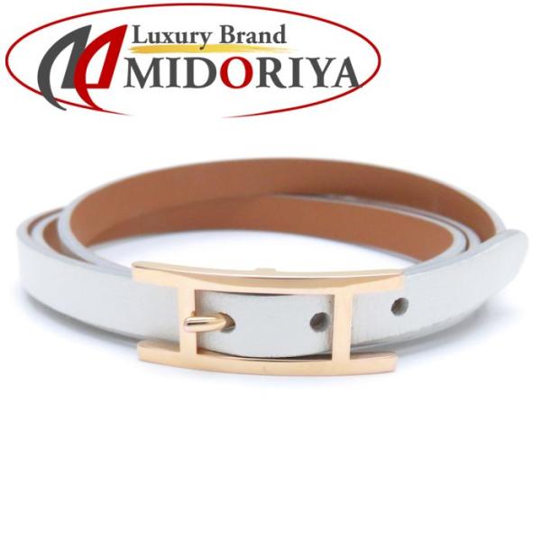 お値下げ中　新品未使用　HERMES アピ3レザーブレスレット HERMES エルメス アピ3 レザーブレスレット ホワイトxゴールド