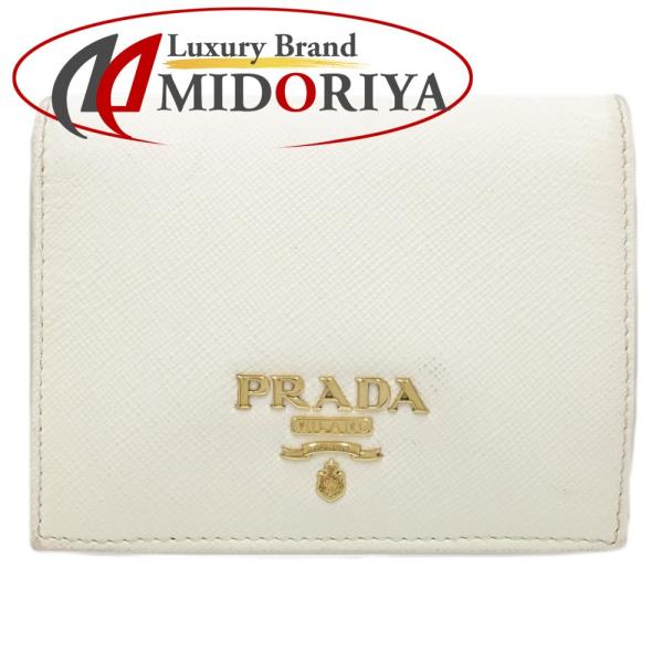 PRADA　二つ折りコンパクト財布　2M0738　ホワイト　サフィアーノ　レザー IKZ-491 PRADA 二つ折りコンパクト財布 2M0738 ホワイト サフィアーノ レザー