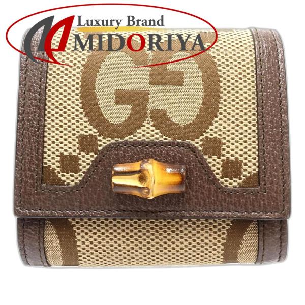 【中古】GUCCI グッチ 二つ折り財布 658635 バンブージャンボGG ダイアナコンパクトウォレット キャンバス ベージュ レディース /181931 GUCCI（グッチ） 【中古】GUCCI 二つ折り財布 658635 バンブージャンボ