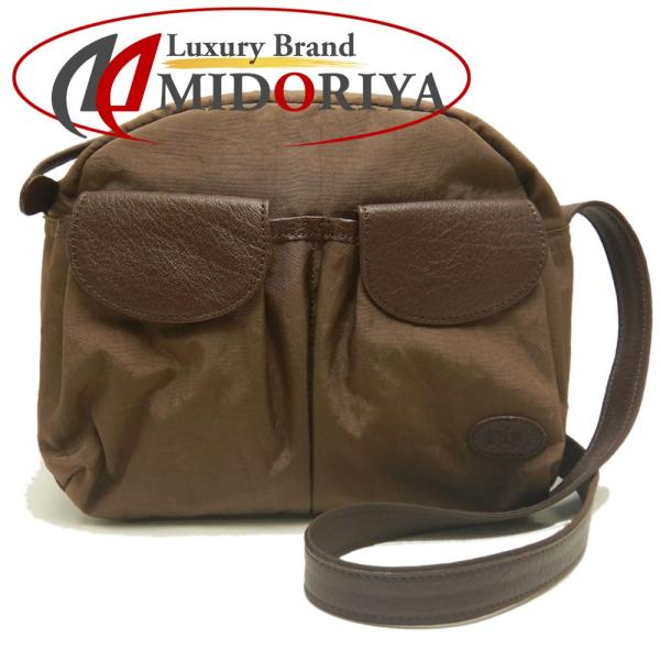 IBIZA イビサ ショルダーバッグ ナイロンxレザー ブラウン レディース  