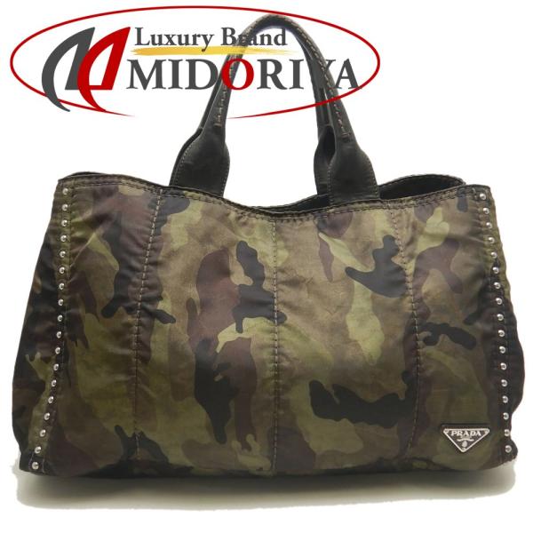 【美品】PRADA ハンドバッグ カーキ テスート トートバッグ PRADA プラダ BR4557 トートバッグ テスート ナイロン MIMETICO