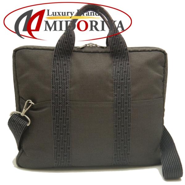 HERMES グレー キャンバス ビジネスバッグ エールライン エルメス ビジネスバッグ グレー キャンバス