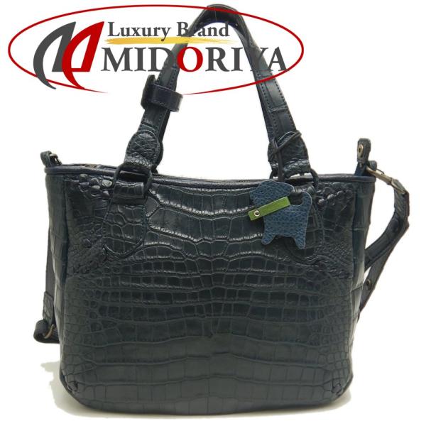Crocodile（クロコダイル） IBIZA イビサ 2WAY ハンドバッグ ネイビー