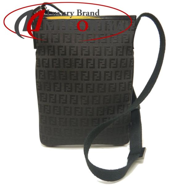 FENDI フェンディ ズッキーノ 8BT079 ショルダーバッグ キャンバスxレザー ブラック レディース /253632【中古】 FENDI（フェンディ） ズッキーノ 8BT079 ショルダーバッグ キャンバスx