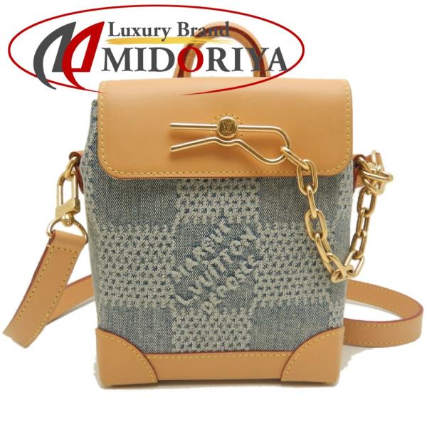 LOUIS VUITTON ルイヴィトン ダミエ デニム3D ナノ･スチーマー N40751 2024プレフォール ショルダーバッグ ブルー メンズ /253964【中古】 LOUIS VUITTON（ルイ・ヴィトン） ダミエ デニム3D ナノ・スチーマー