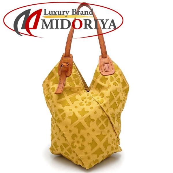 genten ゲンテン OJAMI オジャミ ショルダーバッグ 2019春夏コレクション KIRICOシリーズ キャンバスxレザー  カラシ ブラウン/351716【中古】 genten（ゲンテン） OJAMI オジャミ ショルダーバッグ 2019春夏 KIRICO