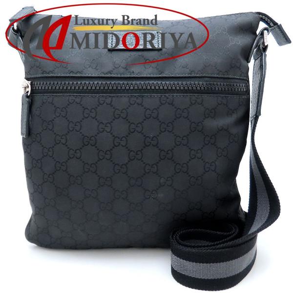 GUCCI（グッチ） 449184 ショルダーバッグ GGナイロンxレザー ブラック