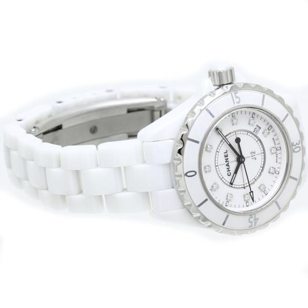 CHANEL シャネル J12 白セラミック H1628 12Pダイヤ クォーツ 