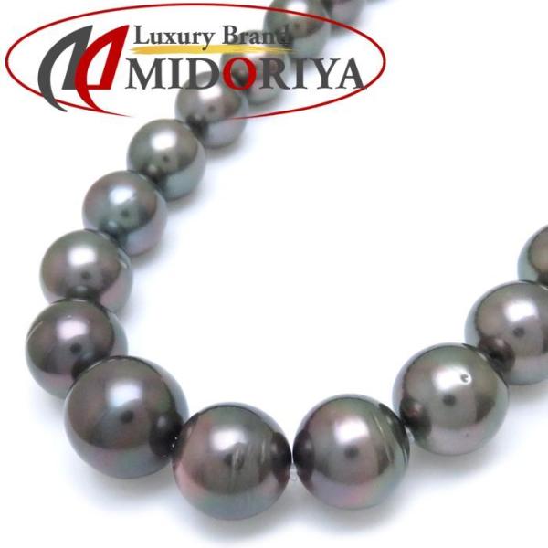 ブラックパールネックレス 44.5cm パール11〜14.5ミリ 黒真珠 シルバー