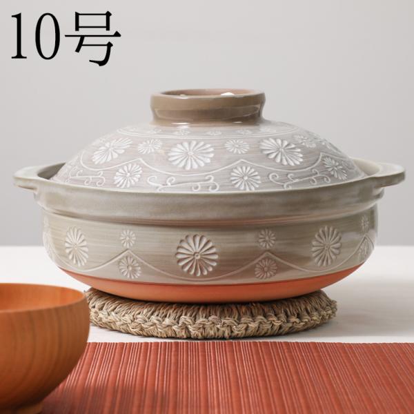 土鍋 五十鈴三島 万古焼 10号(5-6人用) 卓上鍋 JIS認証 内山製陶所