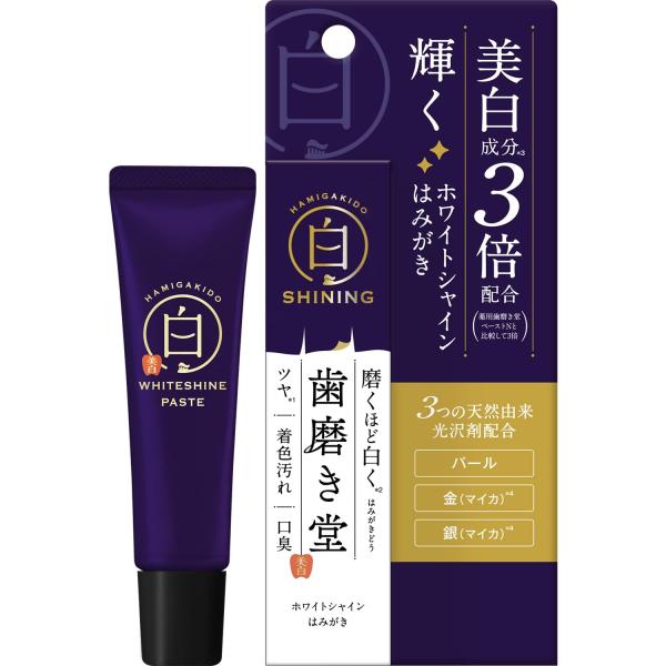 他サイト： 歯磨き堂 ホワイトシャインペースト フレッシュミント味 30g 歯磨き粉 ホワイトニング ツルツル 虫歯予防の商品画像