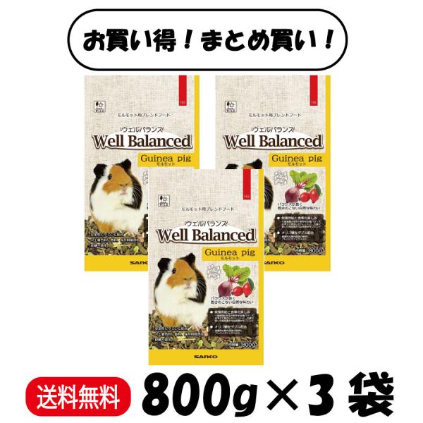 爆買 まとめ買い 三晃商会 ウェルバランス モルモットフード 800g ×3