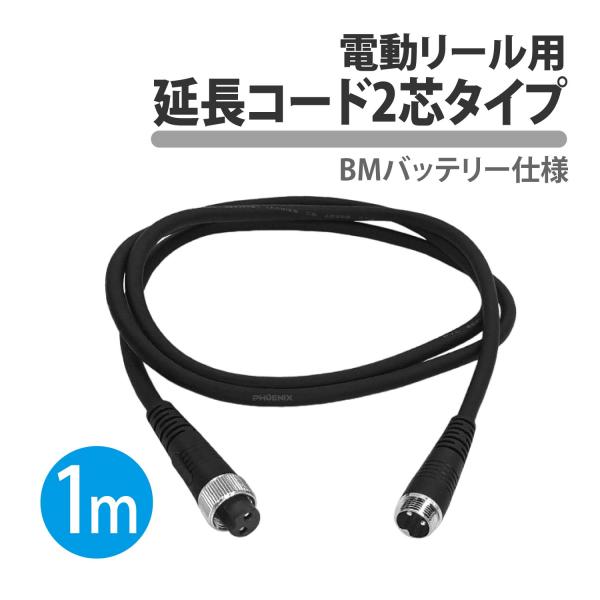 電動リール 2芯 2穴 延長コード 1m 釣り BMバッテリー 延長ケーブル 電源コード 電源ケーブル リール 2ピン