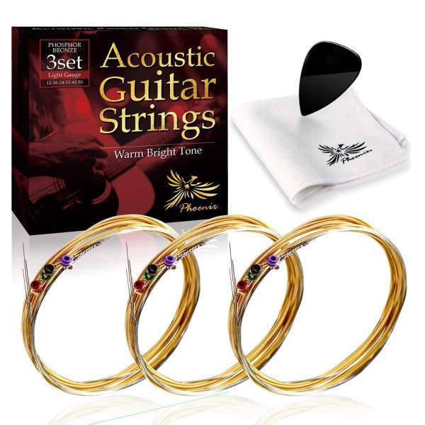 【フォスファー ブロンズ弦】フォスファーブロンズ弦は、ブロンズ弦に比べ、高音域と低音域が強調され、明るく、透き通った音を奏でます。サスティン（音のノビ）がありますので、アルペジオや単音をのびやかに繋ぐ奏法に向いています。【手作り・高品質！交...