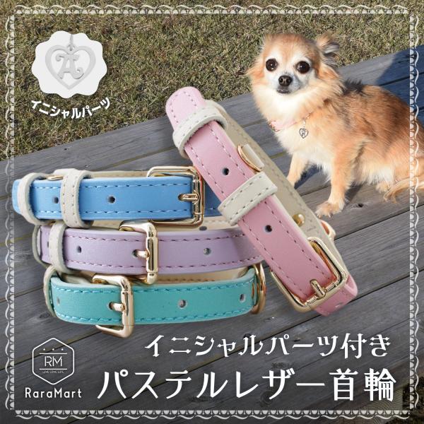 犬 首輪 革 おしゃれ 柔らかい イニシャル チャーム 付 かわいい