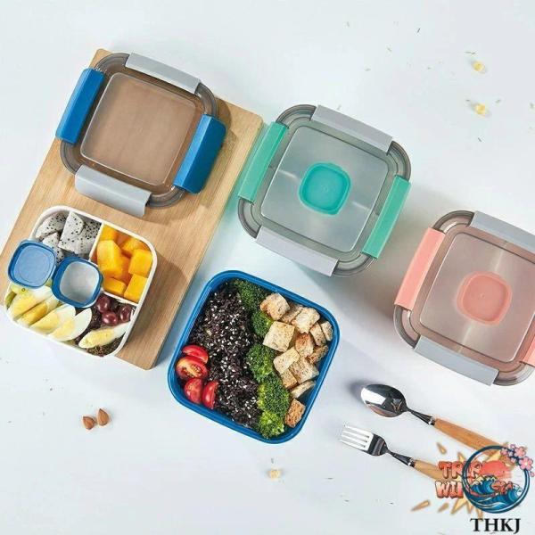 お弁当箱 サラダ ランチコンテナ 50オンス サラダボウル 3つのコンパートメント サラダドレッシングコンテナ サラダトッピング スナック メン 使いやすい