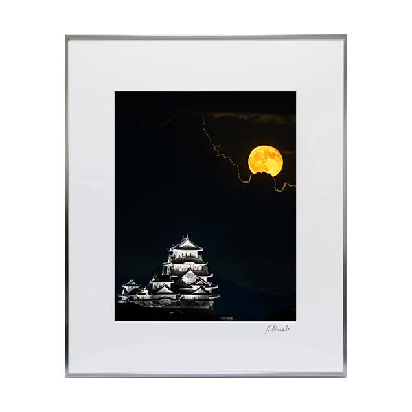 十六夜の月と姫路城 半切　3~10日で発送致します。