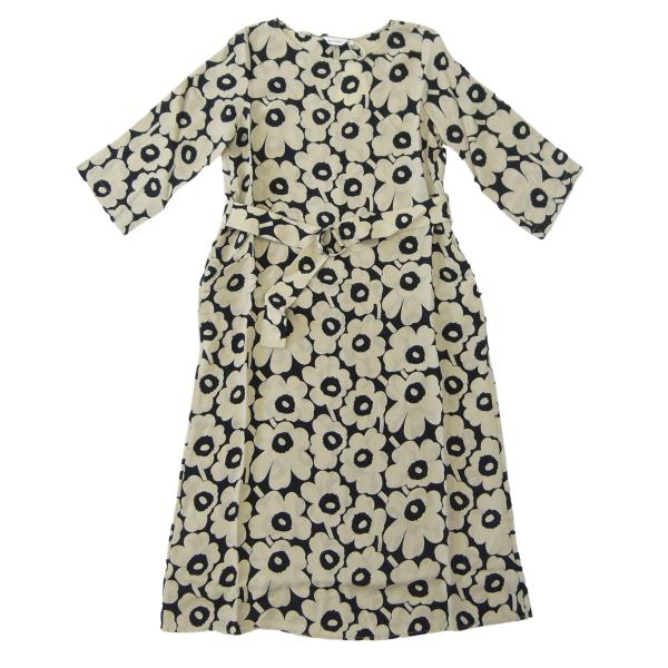 マリメッコ 七分袖ワンピース ゆったりめ marimekko マリメッコ ワンピース Tiheys Mini Unikko Dress