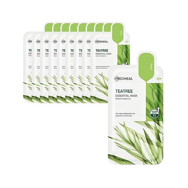 メディヒール エッセンシャルマスク(10P) / MEDIHEAL Essential Mask 10 sheets (ティーツリー) 肌トラブル なだめるような 保湿 落ち着く