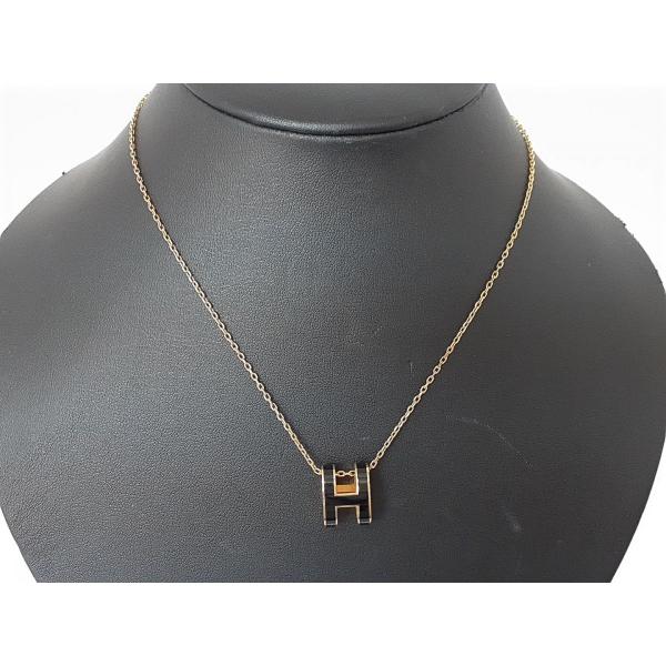 HERMES エルメス ネックレス ポップアッシュ ブラックxゴールド HERMES エルメス ネックレス ポップアッシュ ブラックxゴールド