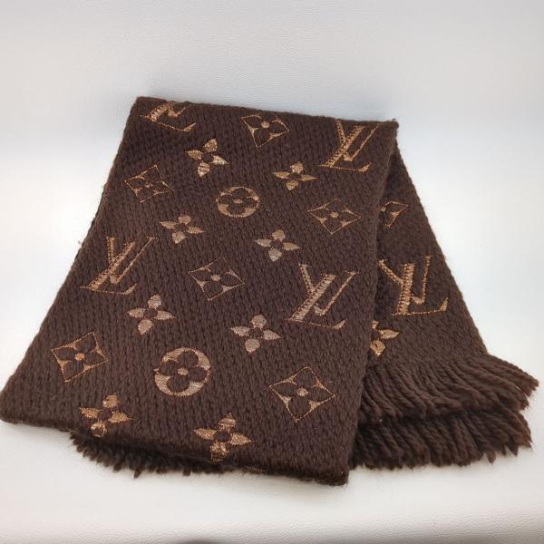 美品】LOUIS VUITTON ルイヴィトン マフラー エシャルプ ロゴマニア マロンブラウン ウール・シルク M71383 ◆2005