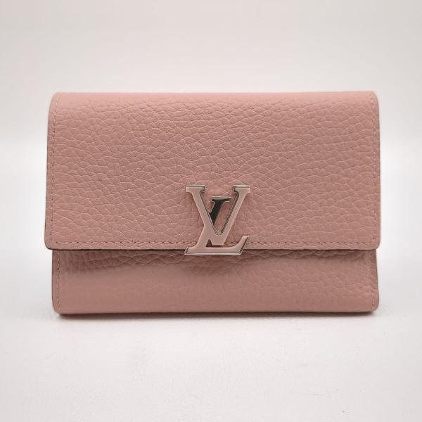 ルイヴィトン M62156 ポルトフォイユ カプシーヌ ピンク イニシャル入り ルイヴィトン 3つ折り財布 M62156 ポルトフォイユ カプシーヌ