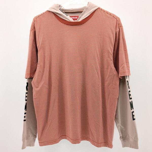 Supreme（シュプリーム） フードパーカー オレンジ×ベージュ ボーダー 