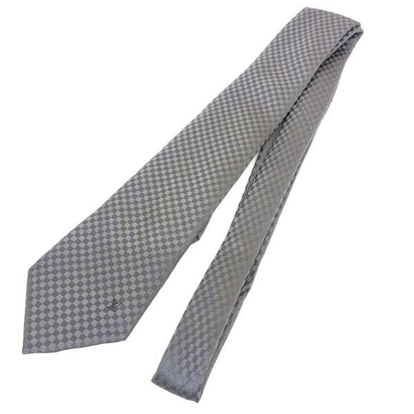 LOUIS VUITTON ルイヴィトン ダミエ シルク ネクタイ グレー ルイヴィトン ネクタイ マイクロダミエ柄 シルク100％ グレー メンズ