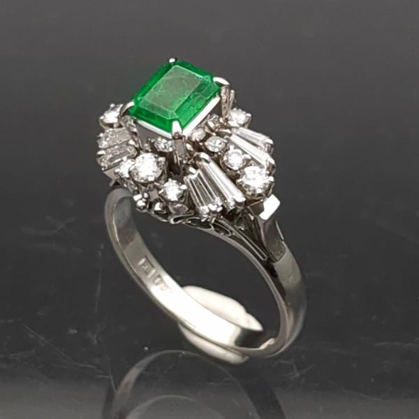 ソーティング エメラルド 0.78ct リング プラチナ 900 7.1g ダイヤ 