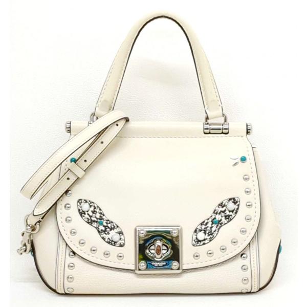 コーチ ハンドバッグ ショルダーバッグ 2WAY ホワイト ビジュー レザー J1680-86730 COACH 中古 ◆3111/藤枝インター店