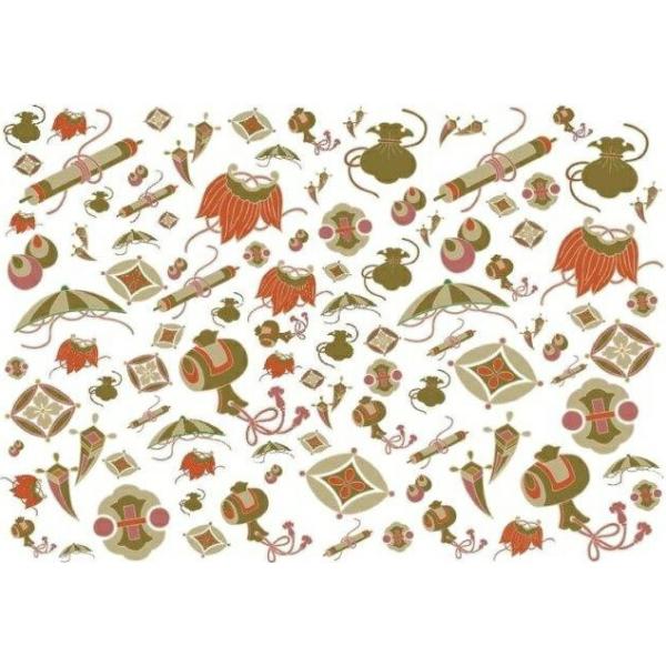 白磁用転写紙Q 9005 宝尽くし / 打ち出の小槌 七福神 着物帯 ひな人形