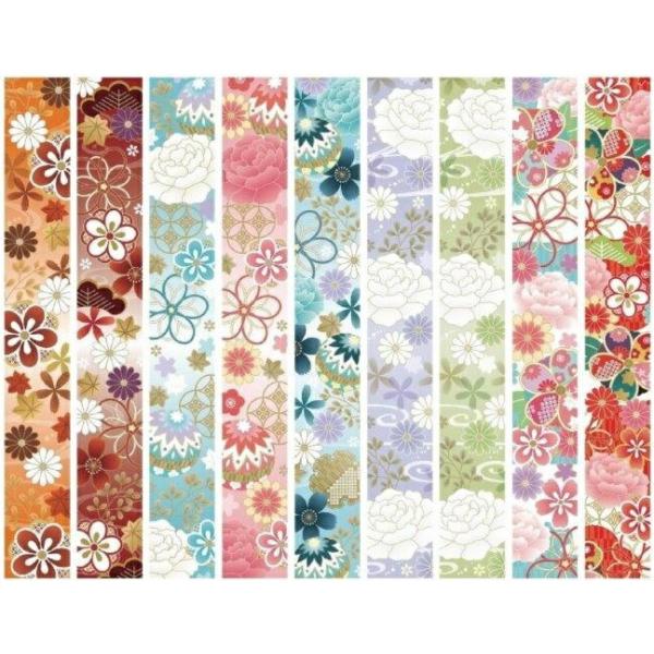 白磁用転写紙Q 9029着物柄 / 帯 小紋柄 反物 花 ひな人形 雛