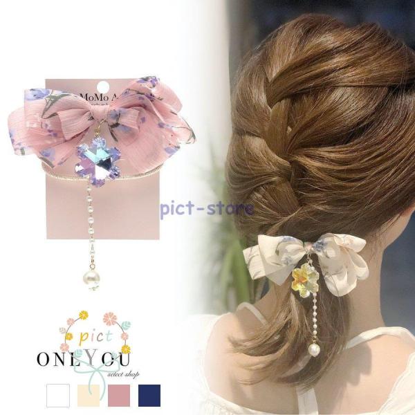 新品✨ キラキラ 薔薇 かわいい ポニーフック バラ ヘアアクセ ②