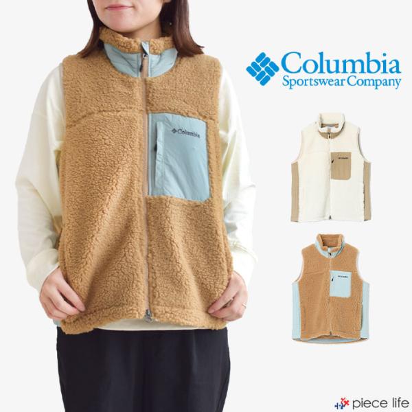 Columbia フリースベスト レディース Columbia - コロンビア フリース ジップ ベスト PS ブルー