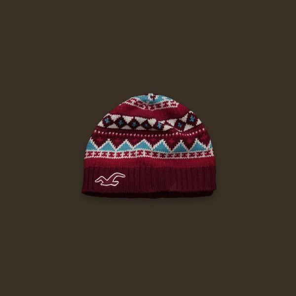 Hollister/ホリスター/正規品/メンズ/ビーニー/ニットキャップ/ニット帽/バーガンディー・パターン/No.h-heritagewinterhat3bu