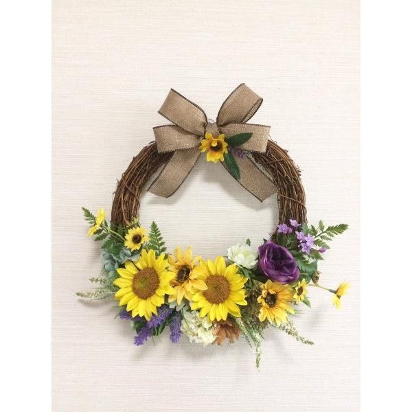 フラワーリース ギフト 造花 玄関リース 母の日 ひまわりのリース アートフラワー 造花リース 38x40cm No Wreath Wreath Piece Of La 通販 Yahoo ショッピング